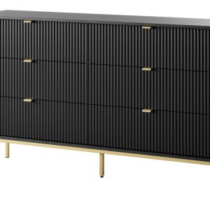 Komoda NEW w stylu glamour KS154 – czarna + st. złoty 325525 Komoda NEW w stylu glamour KS154 – czarna + st. złoty 325525