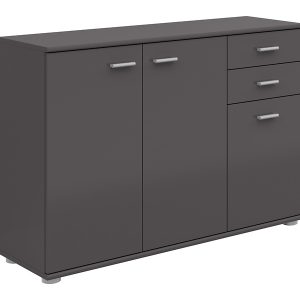 Komoda Noeda 106 cm z 3 drzwiami i 2 szufladami grafit 78201 Komoda Noeda 106 cm z 3 drzwiami i 2 szufladami grafit 78201