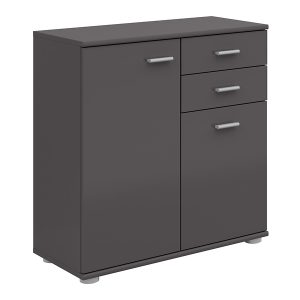 Komoda Noeda 71 cm z 2 drzwiami i 2 szufladami grafit 78198 Komoda Noeda 71 cm z 2 drzwiami i 2 szufladami grafit 78198
