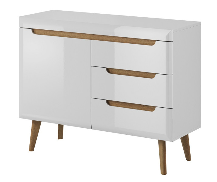 Komoda Nordan do salonu NKSZ107 - biały + dąb riviera 325209