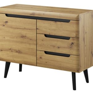 Komoda Nordan do salonu NKSZ107 – dąb artisan + czarny 325212