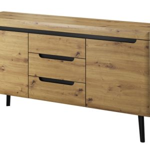 Komoda Nordan NKSZ160 do salonu – dąb artisan + czarny 325210