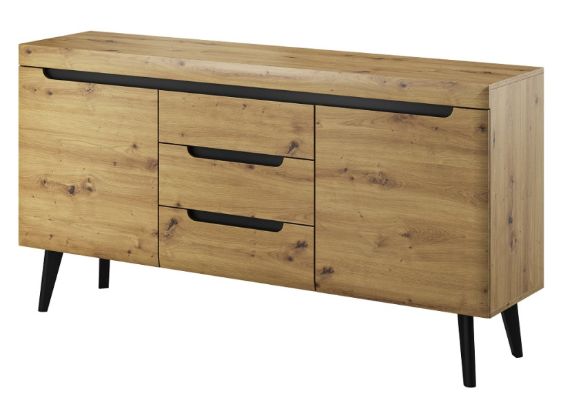 Komoda Nordan NKSZ160 do salonu - dąb artisan + czarny 325210