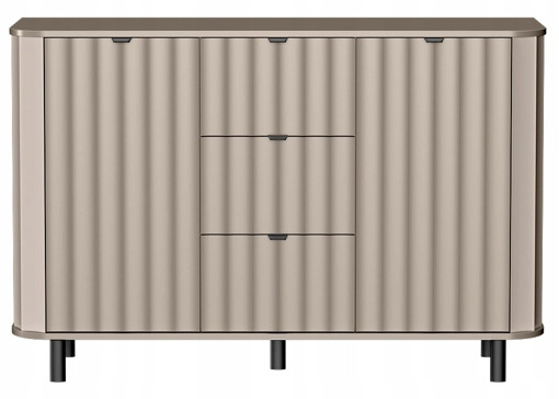Komoda NOVADO 137 cm Clay Gray frezowane fronty czarne nogi nowoczesna 725266