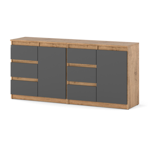 Komoda nowoczesna 160cm szafka loft szuflady dąb wotan szary 595313