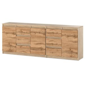 Komoda nowoczesna 200cm 6 szuflad sypialnia sonoma wotan 375502 Komoda nowoczesna 200cm 6 szuflad sypialnia sonoma wotan 375502