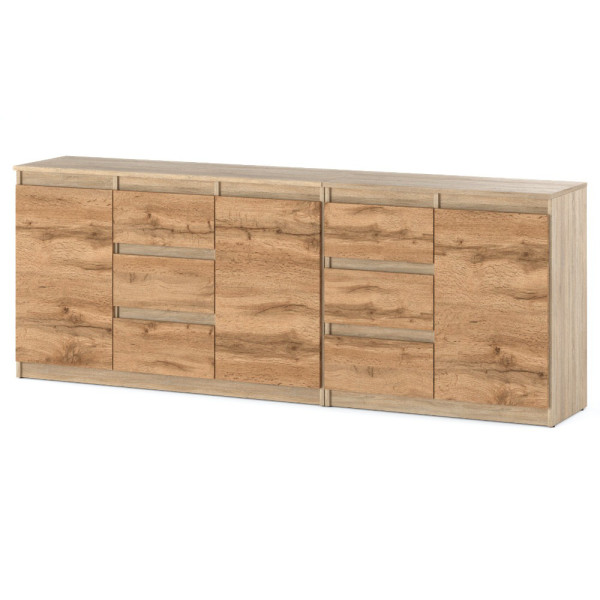 Komoda nowoczesna 200cm 6 szuflad sypialnia sonoma wotan 375502