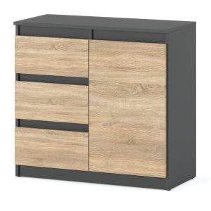 Komoda nowoczesna 3 szuflady 80cm do salonu szara sonoma 376204 Komoda nowoczesna 3 szuflady 80cm do salonu szara sonoma 376204
