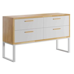 Komoda Nowoczesna biała do biura w stylu loftowym 140 cm 312770 Komoda Nowoczesna biała do biura w stylu loftowym 140 cm 312770