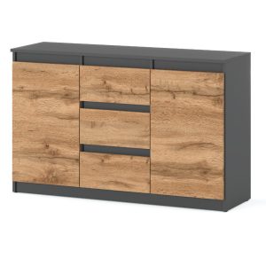Komoda nowoczesna loft 120cm 3 szuflady salon szara wotan 375576 Komoda nowoczesna loft 120cm 3 szuflady salon szara wotan 375576