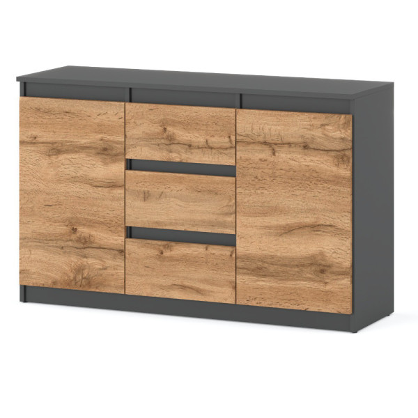 Komoda nowoczesna loft 120cm 3 szuflady salon szara wotan 375576