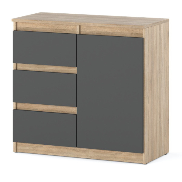 Komoda nowoczesna z 3 szufladami do salonu 80cm sonoma szara 376116