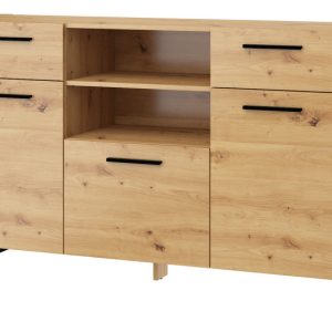 Komoda NUKA C 155 cm dąb artisan czarna stojąca 239895 Komoda NUKA C 155 cm dąb artisan czarna stojąca 239895