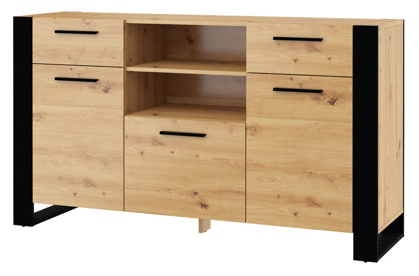 Komoda NUKA C 155 cm dąb artisan czarna stojąca 239895