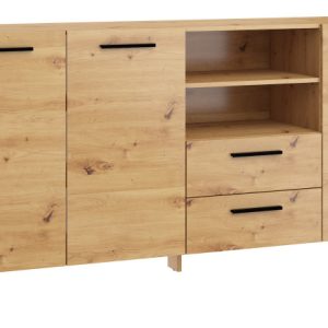 Komoda NUKA D 197 cm dąb artisan czarna stojąca 239896 Komoda NUKA D 197 cm dąb artisan czarna stojąca 239896