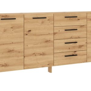 Komoda NUKA K 197 cm dąb artisan czarna stojąca 239899 Komoda NUKA K 197 cm dąb artisan czarna stojąca 239899