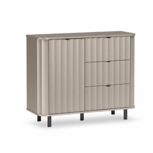 Komoda NUVIA III clay grey 3 szuflady 1 drzwi frezowane fronty 990040