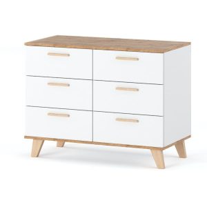Komoda Olivier Skandynawska 100cm Z 6 Szufladami Biały Mat 377121