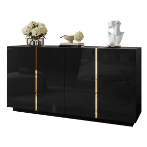 Komoda ONYX 4D 158 cm, czarny połysk 858891