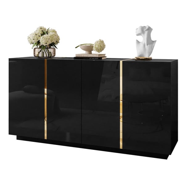 Komoda ONYX 4D 158 cm, czarny połysk 858891
