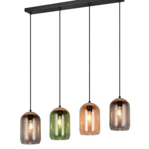 Lampa wisząca czarna-dymiona-bursztynowy-zielona CORK 4xE27x10W Trio 837942 Lampa wisząca czarna-dymiona-bursztynowy-zielona CORK 4xE27x10W Trio 837942