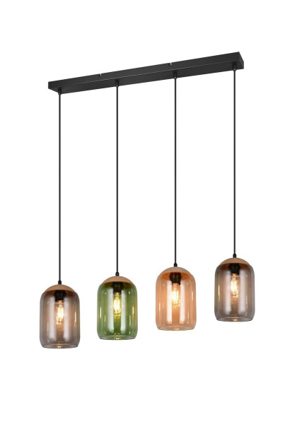 Lampa wisząca czarna-dymiona-bursztynowy-zielona CORK 4xE27x10W Trio 837942
