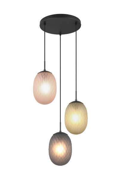 Lampa wisząca czarna-dymiona-bursztynowy-zielona FACETTE 3xE27x25W Trio 837888
