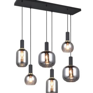 Lampa wisząca czarna-dymiona-chromowana DIVA 6xE27x10W Trio 838011 Lampa wisząca czarna-dymiona-chromowana DIVA 6xE27x10W Trio 838011