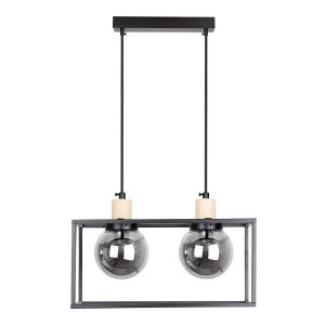 Lampa wisząca czarna-dymiona-jasne drewno Retro 2xE27x40W Candellux 924185 Lampa wisząca czarna-dymiona-jasne drewno Retro 2xE27x40W Candellux 924185