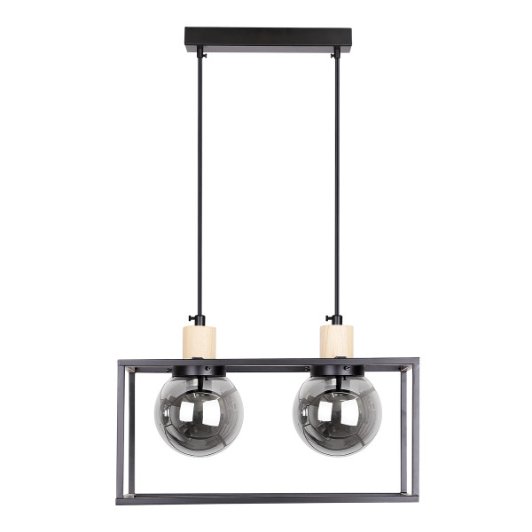 Lampa wisząca czarna-dymiona-jasne drewno Retro 2xE27x40W Candellux 924185