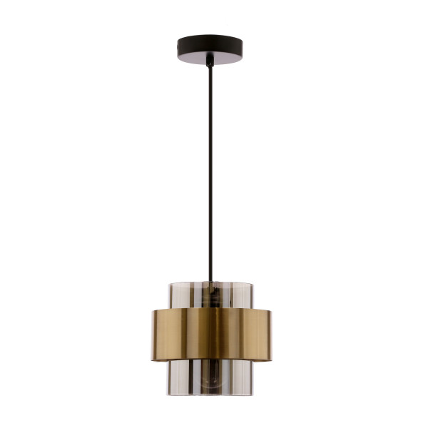 Lampa wisząca czarna-dymiona-mosiądz Spiega 1xE27x60W Candellux 924057