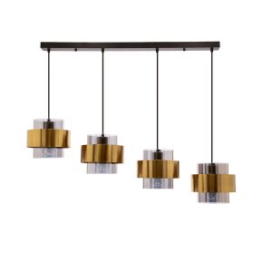Lampa wisząca czarna-dymiona-mosiądz Spiega 4xE27x60W Candellux 923537 Lampa wisząca czarna-dymiona-mosiądz Spiega 4xE27x60W Candellux 923537