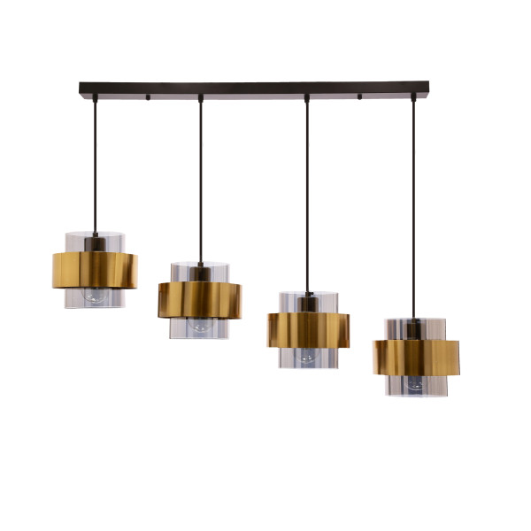 Lampa wisząca czarna-dymiona-mosiądz Spiega 4xE27x60W Candellux 923537