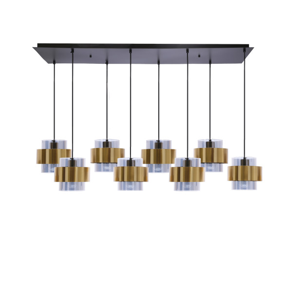 Lampa wisząca czarna-dymiona-złota Spiega 8xE27x60W Candellux 858442