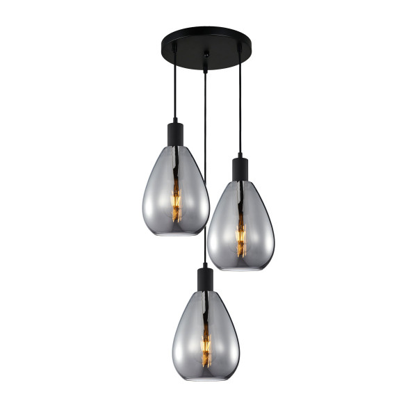 Lampa wisząca czarna-dymiona ZULO 3xE27x40W wym: 130x38x38 cm Italux 845192