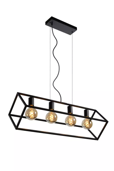 Lampa wisząca czarna FABIAN 4xE27x40W wym: 161x80x28 cm Lucide 850909
