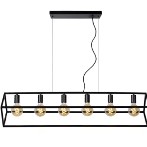 Lampa wisząca czarna FABIAN 6xE27x40W wym: 161x120x28 cm Lucide 850921 Lampa wisząca czarna FABIAN 6xE27x40W wym: 161x120x28 cm Lucide 850921