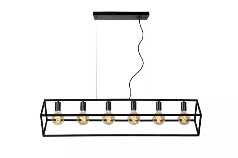 Lampa wisząca czarna FABIAN 6xE27x40W wym: 161x120x28 cm Lucide 850921
