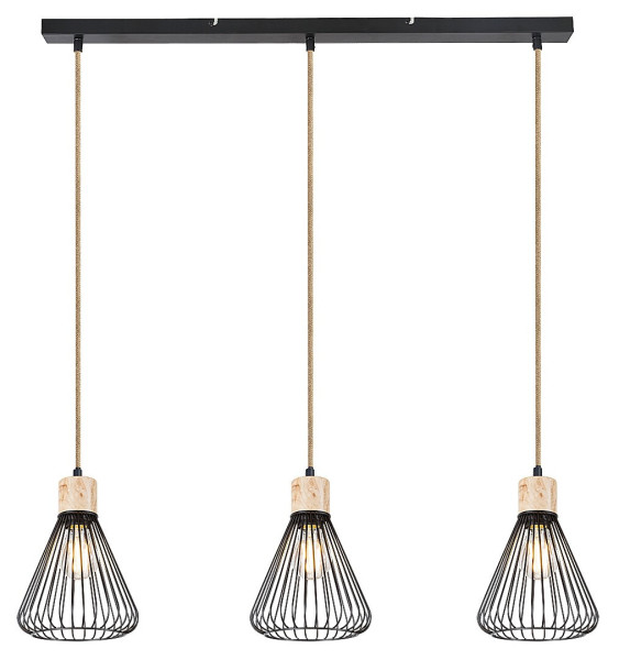 Lampa wisząca czarna Farfalle 3xE27x40W wym: 120x18x18 cm Rabalux 851024