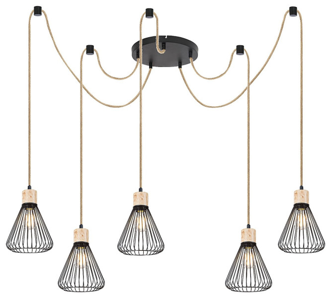 Lampa wisząca czarna Farfalle 5xE27x40W wym: 120x18x18 cm Rabalux 850847