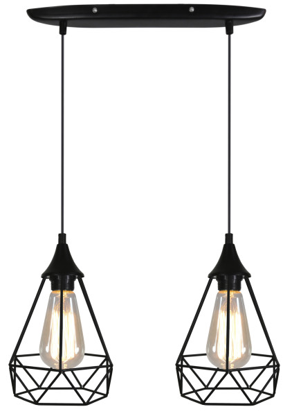 Lampa wisząca czarna Graf 2xE27x60W wym: 115x49x19 cm Candellux 856625