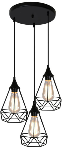 Lampa wisząca czarna Graf 3xE27x60W wym: 115x43x43 cm Candellux 856210