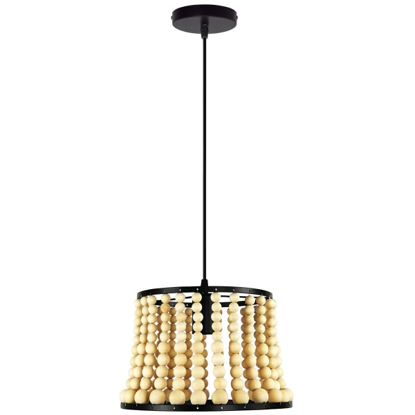 Lampa wisząca czarna-jasne drewno BRENA 1xE27x20W wym: 120x20x28 cm Polux 854262