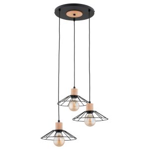 Lampa wisząca czarna-jasne drewno DOLI 3xE27x15W wym: 90x52x52 cm Alfa 838069 Lampa wisząca czarna-jasne drewno DOLI 3xE27x15W wym: 90x52x52 cm Alfa 838069