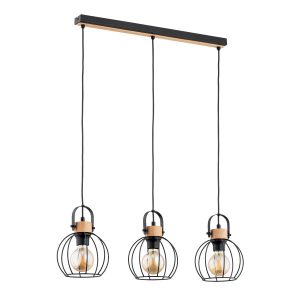 Lampa wisząca czarna-jasne drewno KALIKS 3xE27x15W wym: 90x9x75 cm Alfa 841787 Lampa wisząca czarna-jasne drewno KALIKS 3xE27x15W wym: 90x9x75 cm Alfa 841787