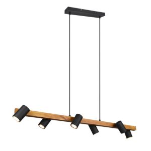 Lampa wisząca czarna-jasne drewno MARLEY 6xGU10x35W wym:150x115x115 Trio 1016592