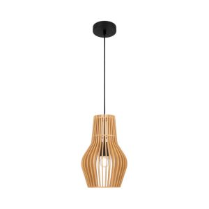 Lampa wisząca czarna-jasne drewno Roots 1xE27x40W Maytoni 849231