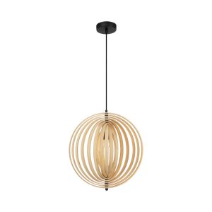 Lampa wisząca czarna-jasne drewno Roots 1xE27x40W Maytoni 849493
