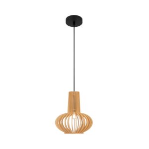 Lampa wisząca czarna-jasne drewno Roots 1xE27x40W Maytoni 849554