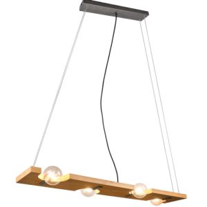 Lampa wisząca czarna-jasne drewno TAILOR 4xE27x10W wym: 150x115x20 cm Trio 856283